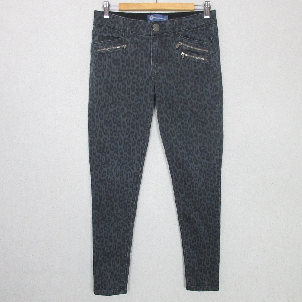 Democracy Leopard Print Skinny Jeans Womens Size 6 Zipper Pockets "Ab"solution
